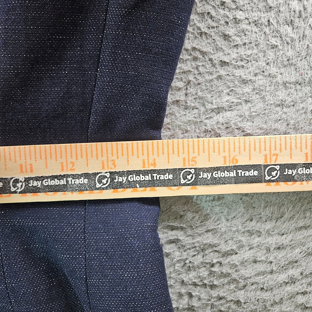 $268 NWT BCBGMaxazria Suit Blazer Jacket Women XXS Cotton Linen Navy Gray‎ NEW - Picture 15 of 16